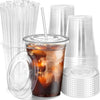 Clear Disposable Plastic Cups with Lids and Straws for Iced Coffee and Smoothies