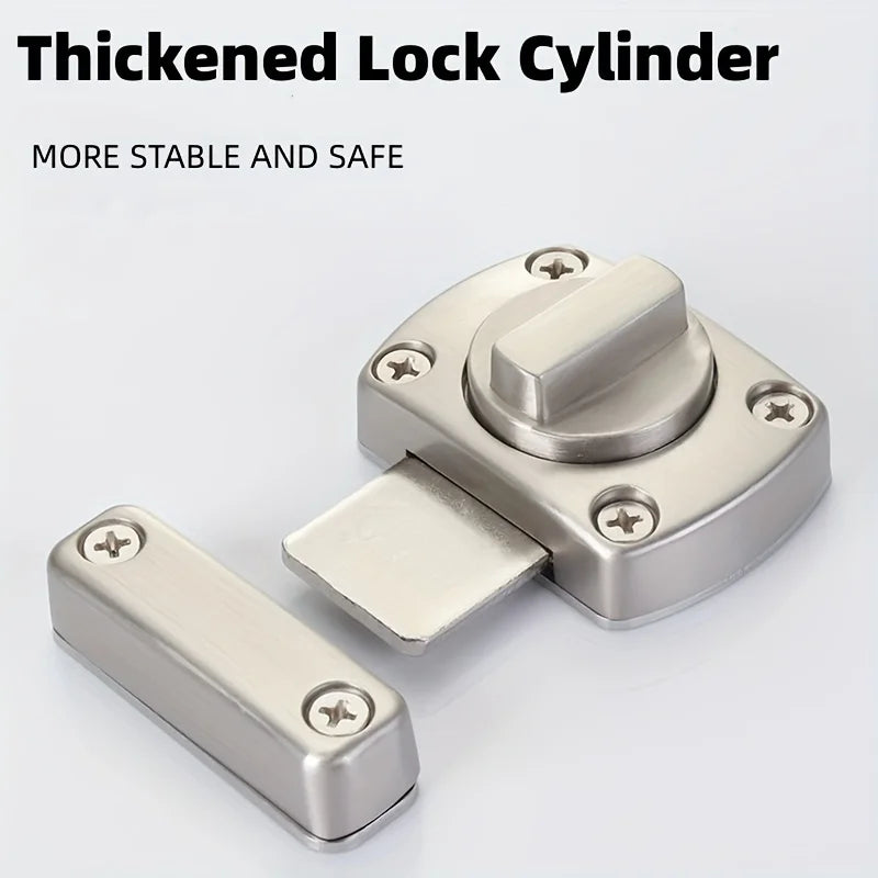 A close-up view of a thickened lock cylinder, a metal door lock component used for enhanced security.