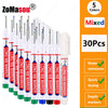 A set of 30 long nib marker tools in five colors for woodworking and construction