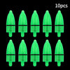 Ten pairs of bright green clip-on fishing rod bite alarm bells for highly sensitive indicators