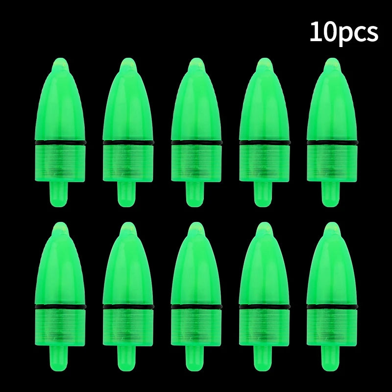 Ten pairs of bright green clip-on fishing rod bite alarm bells for highly sensitive indicators