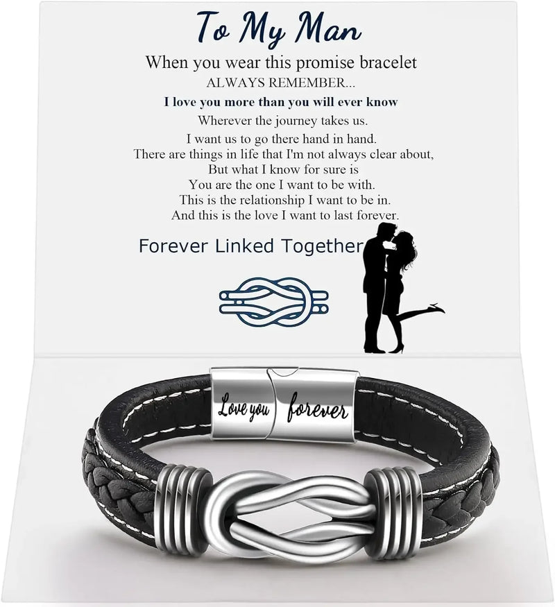 Infinity Knot Leather Bracelet for Men