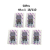 A pack of 50 pairs of HA needles in sizes 18/110 for sewing machines.