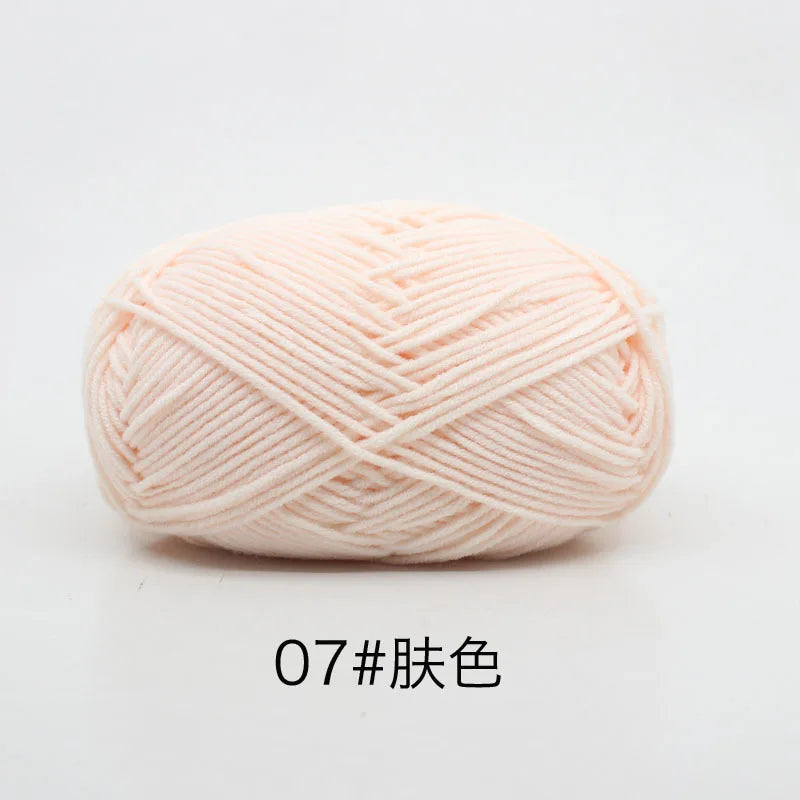 Pink 4-ply milk cotton yarn skein for knitting and crochet