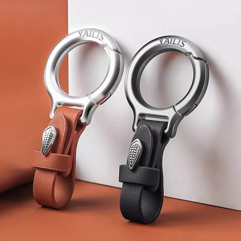 Premium Leather Keychain with Carabiner Clip
