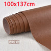Roll of brown PU leather patch measuring 100x137cm for furniture and craft repairs