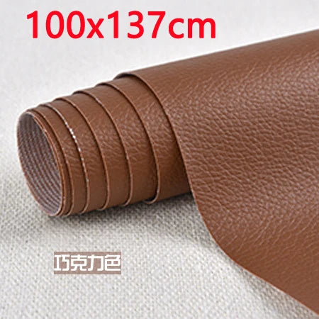 Roll of brown PU leather patch measuring 100x137cm for furniture and craft repairs