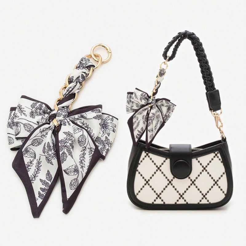 Elegant Bow Chain Bag Strap with Hanging Charm