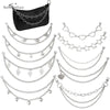 Black leather multi-layer chain strap with various silver pendant charms and decorative chains