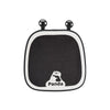 Black car seat cover set featuring a panda design and two headrest pillows.