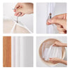 Hands are shown using a transparent zipper to open and close a garment bag for clothes storage.