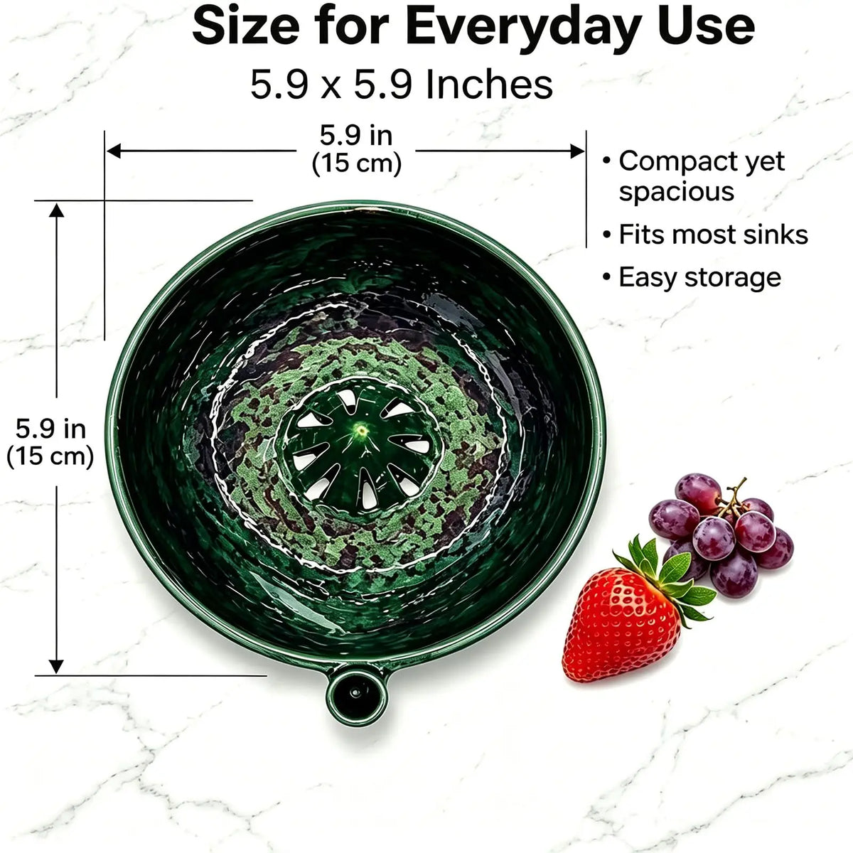 Self-Spinning Fruit & Vegetable Washer Bowl with Drain Holes