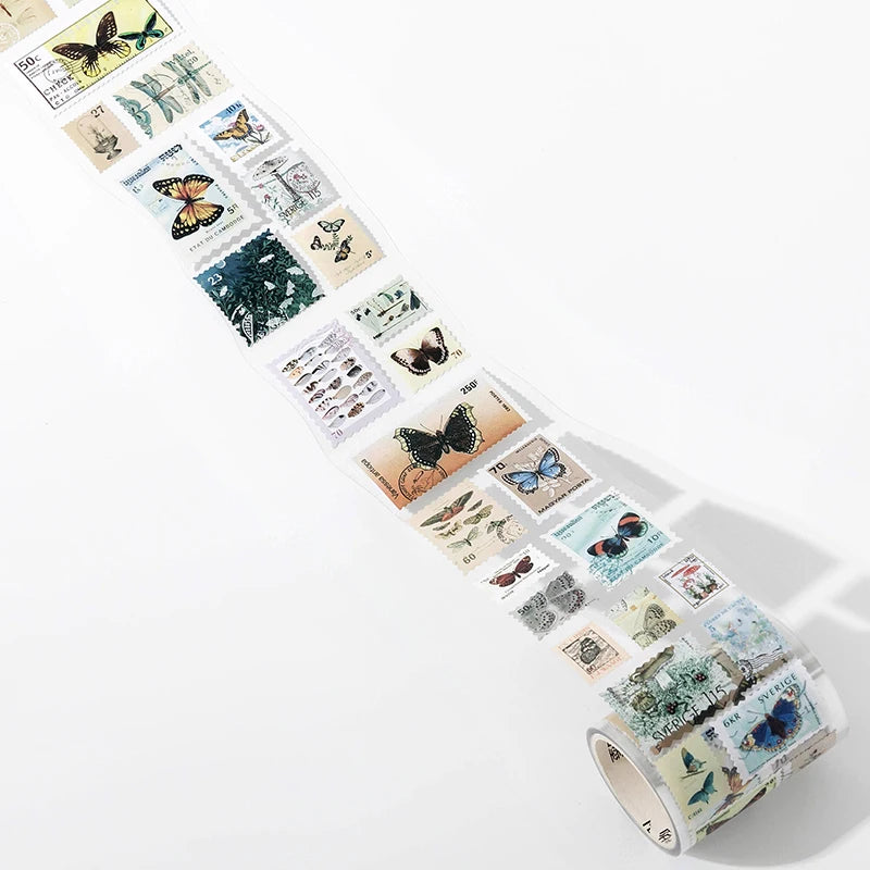 Vintage Stamp Tape Stickers Roll for Journals and Crafts
