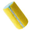 Yellow durable shoe washing bag with a silver self-locking zipper.