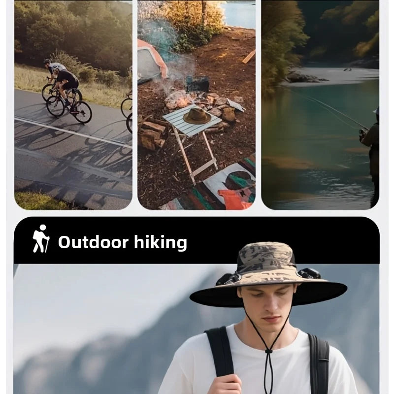 Solar-Powered Cooling Hat with Dual Fans