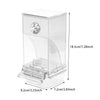 A clear, rectangular anti-spill parrot feeder with a lid and a visible mechanism for feeding.