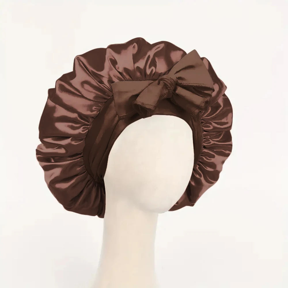 Adjustable Satin Sleep Bonnet with Tie Band