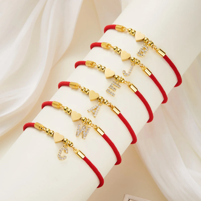 Gold Stainless Steel Initial Letter Bracelet