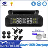 Black digital tire pressure monitor device with four external sensors and solar charging capability