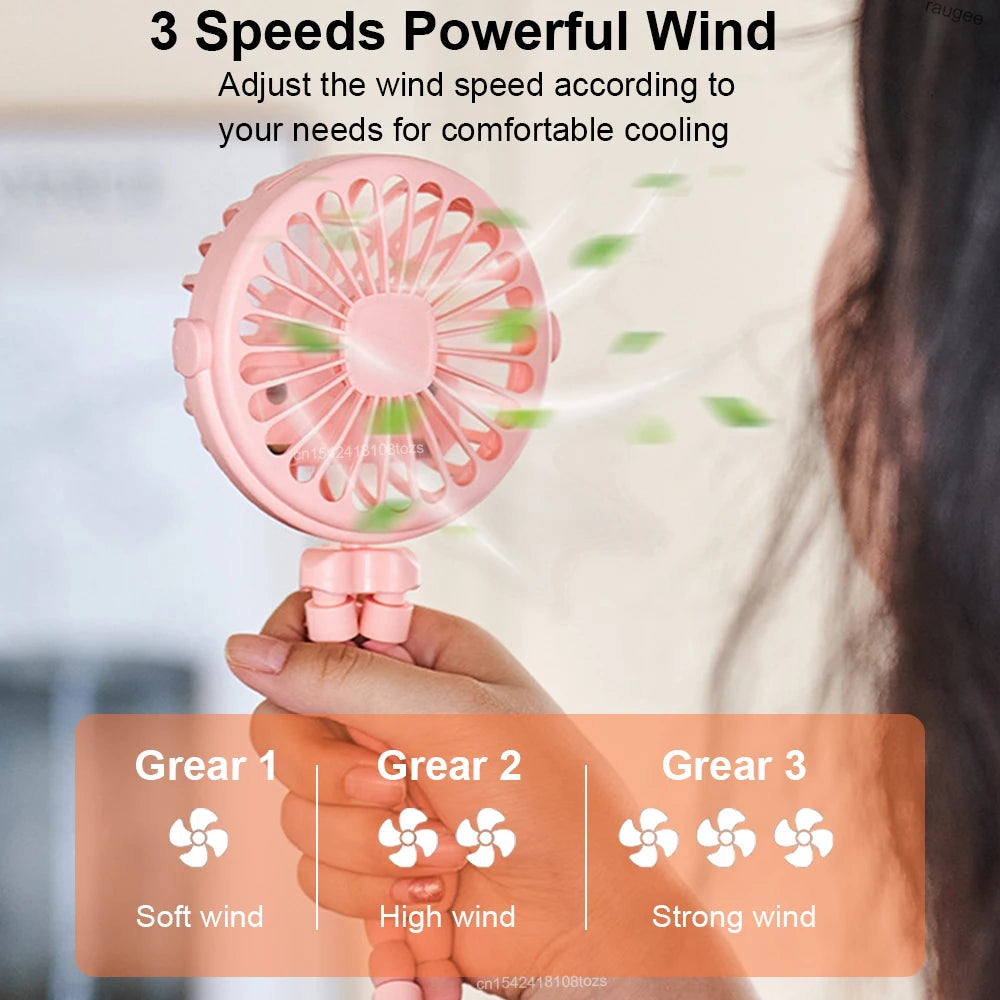 Portable Clip-On USB Rechargeable Mini Fan