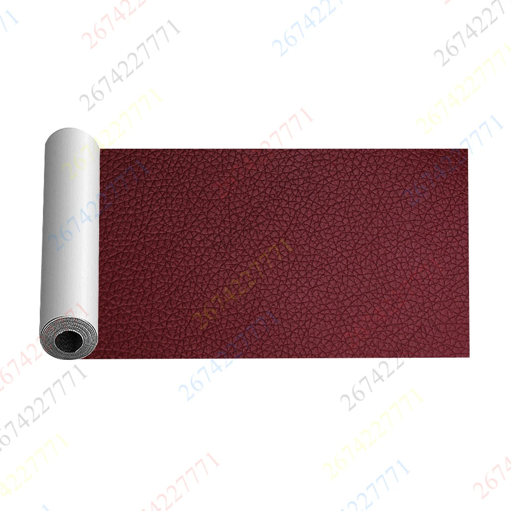 Roll of self-adhesive faux leather repair tape used for furniture and accessory repairs