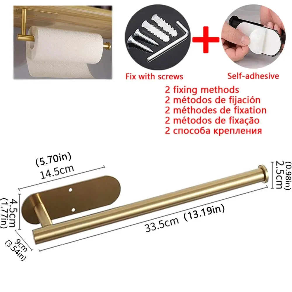 Stainless Steel Adhesive Paper Towel Holder for Kitchen & Bathroom