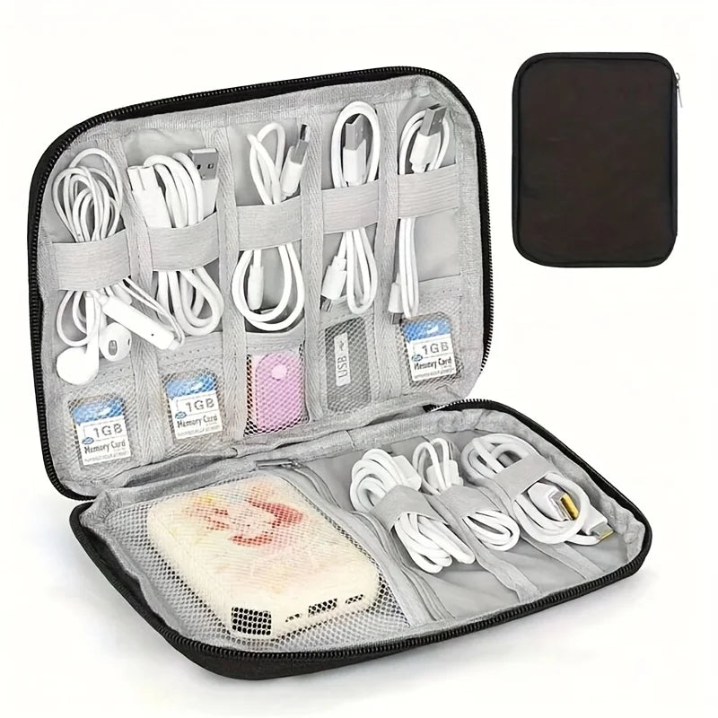 Multi-Pocket Travel Cable Organizer Case