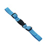 Blue adjustable backpack chest strap with black plastic buckles