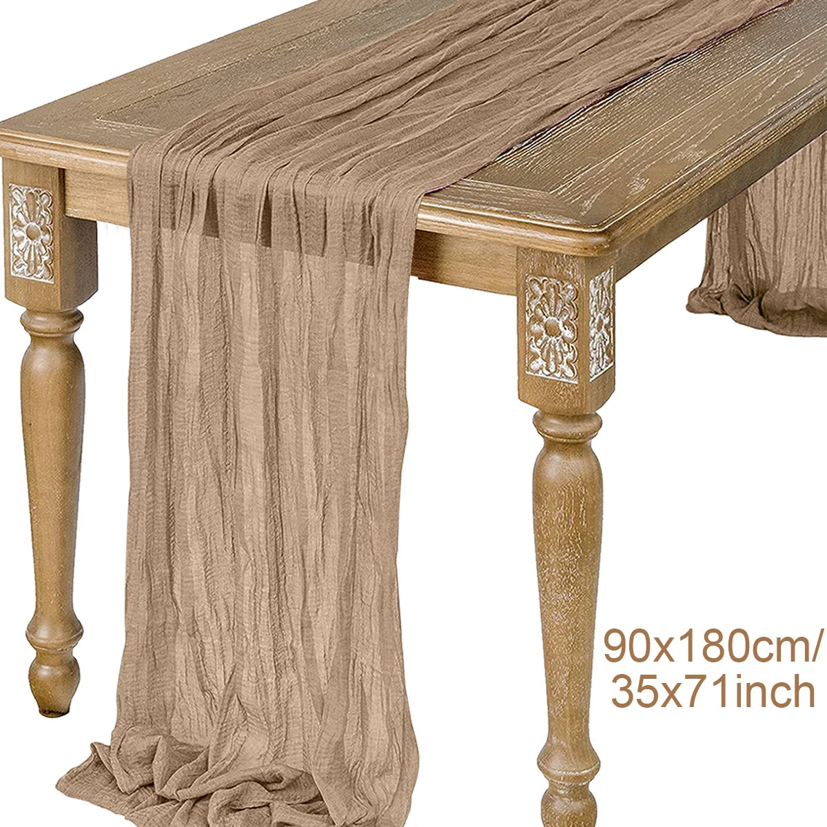 Semi-Sheer Gauze Table Runner in Sage