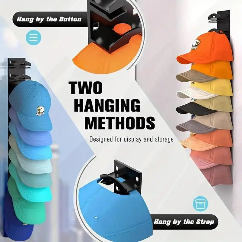 Wall-Mounted Cap Rack for Hat Storage and Organization
