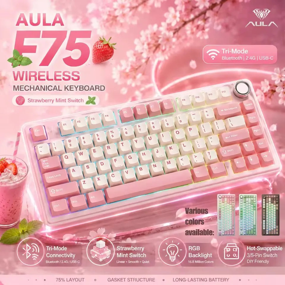 AULA F75 Tri-Mode Wireless Mechanical Keyboard