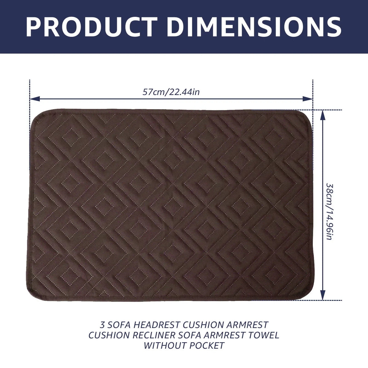 Brown rectangular cushion recliner sofa armrest towel without pocket
