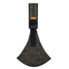 A black leopard print ergonomic baby sling carrier with a padded hip seat.