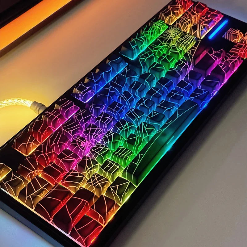 Black Spider Side-Printed Translucent Keycaps for Mechanical Keyboards