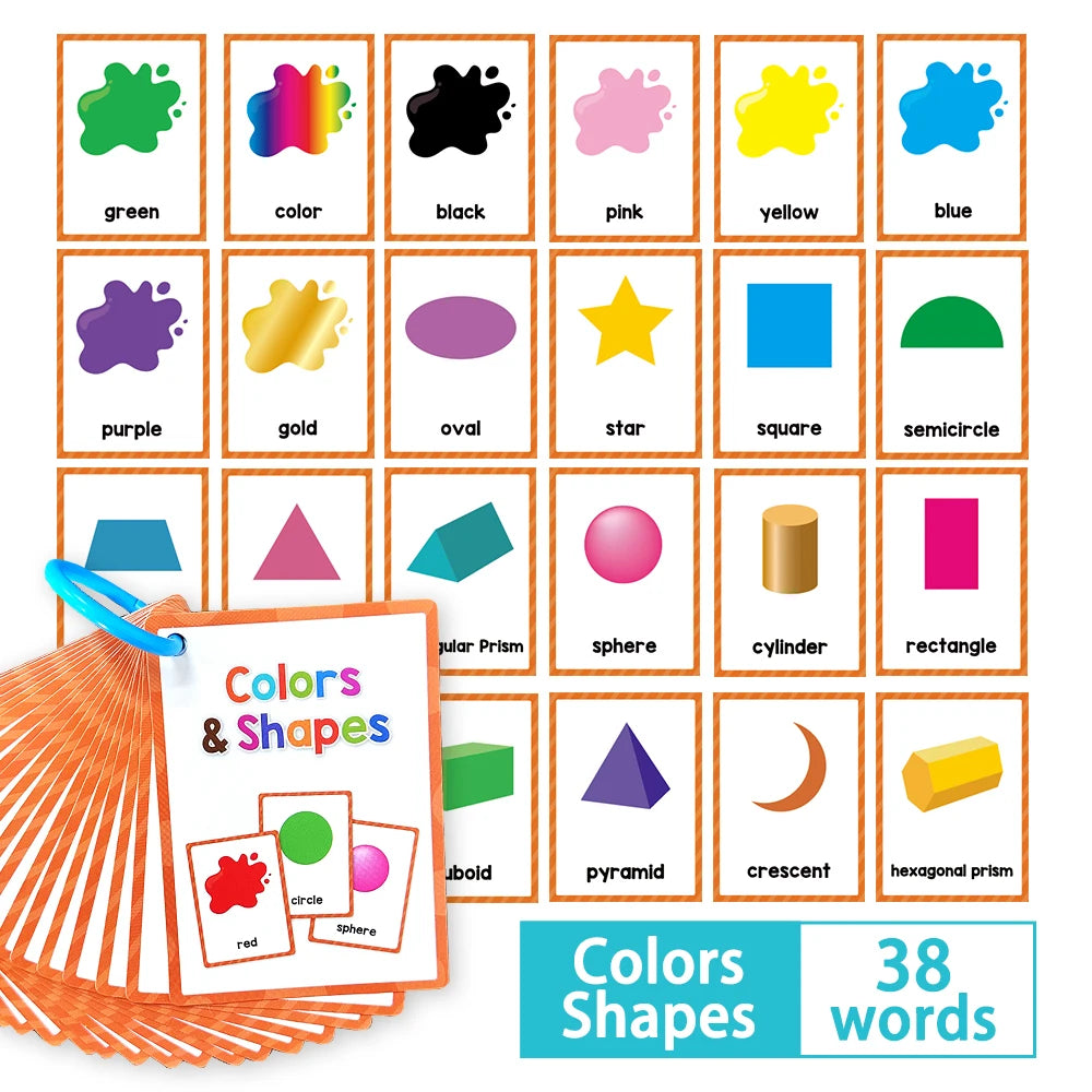 Early Learning Flash Cards for Kids – Colors, Shapes, Numbers, Fruits, Vegetables & Food