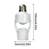 White motion sensor E27 lamp holder with adjustable PIR detection, shown in a side view.