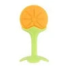 Orange fruit teether and rattle set made of food-grade silicone with an easy-grip design
