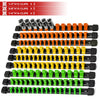 Three sets of black socket organizer rails with various sized clips for 1/4, 3/8, and 1/2 inch drives.
