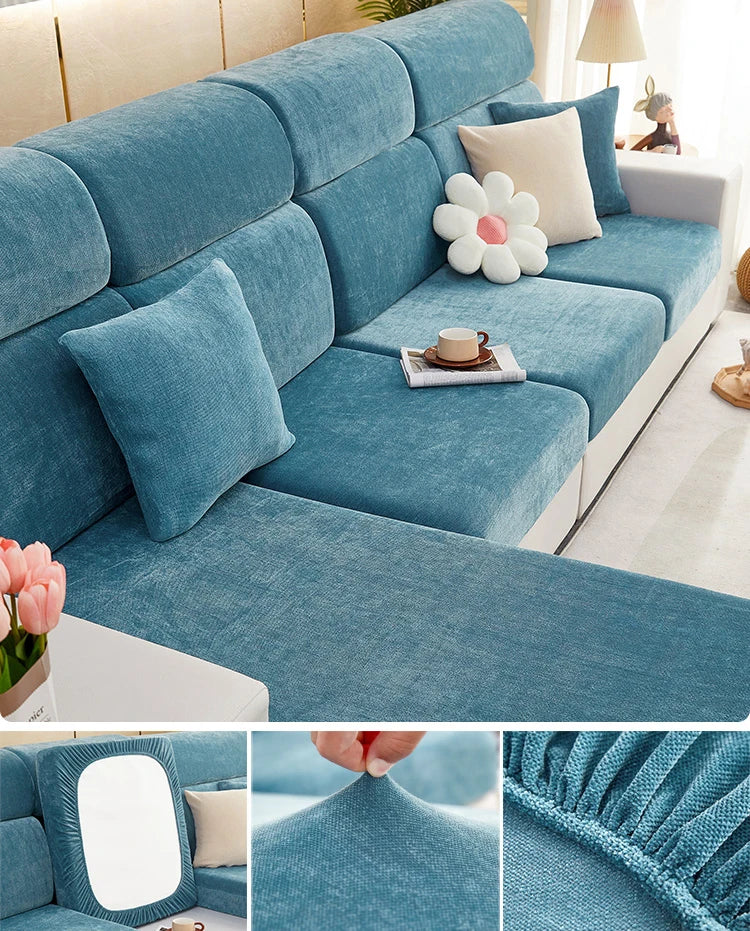 Elastic Chenille Sofa Protector Cover with Non-Slip Grip