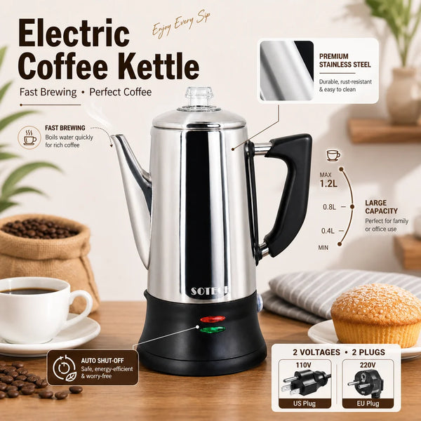 12-Cup Stainless Steel Electric Coffee Percolator