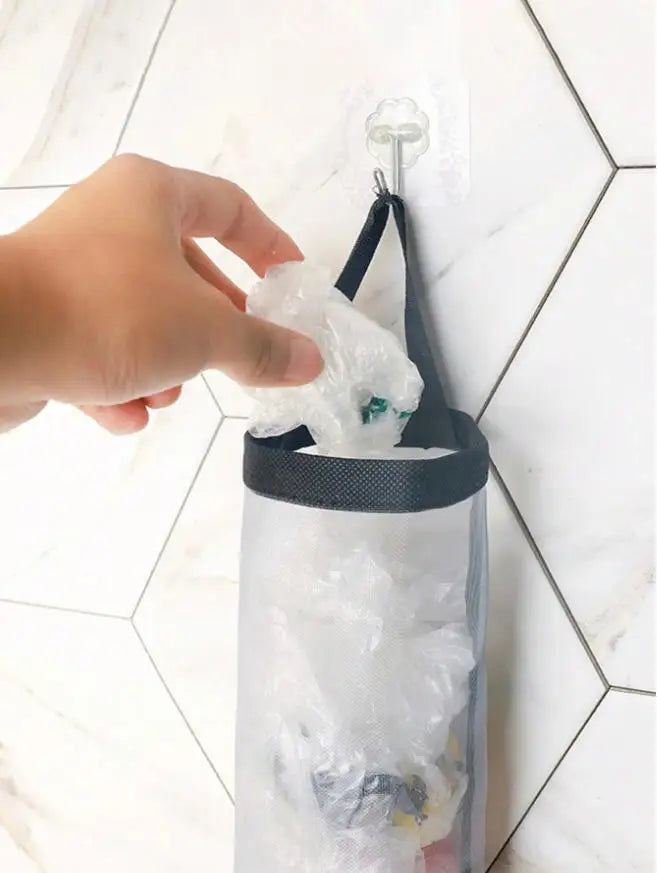 Wall-Mounted Plastic Bag Dispenser for Kitchen Organization