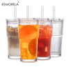 Tumbler en verre rayé de 600 ml avec couvercle
