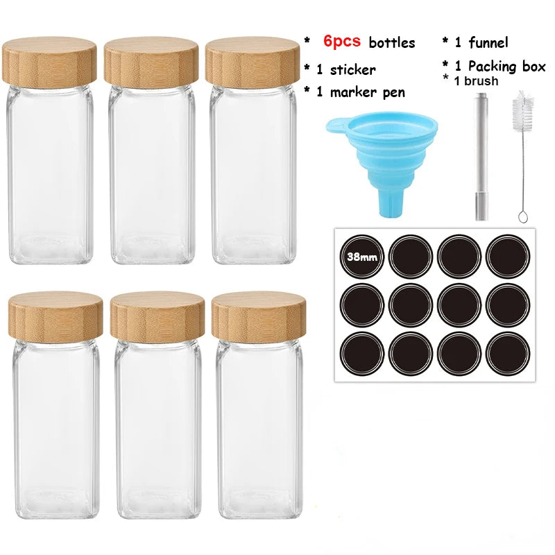 Glass Spice Jars with Bamboo Shaker Lids