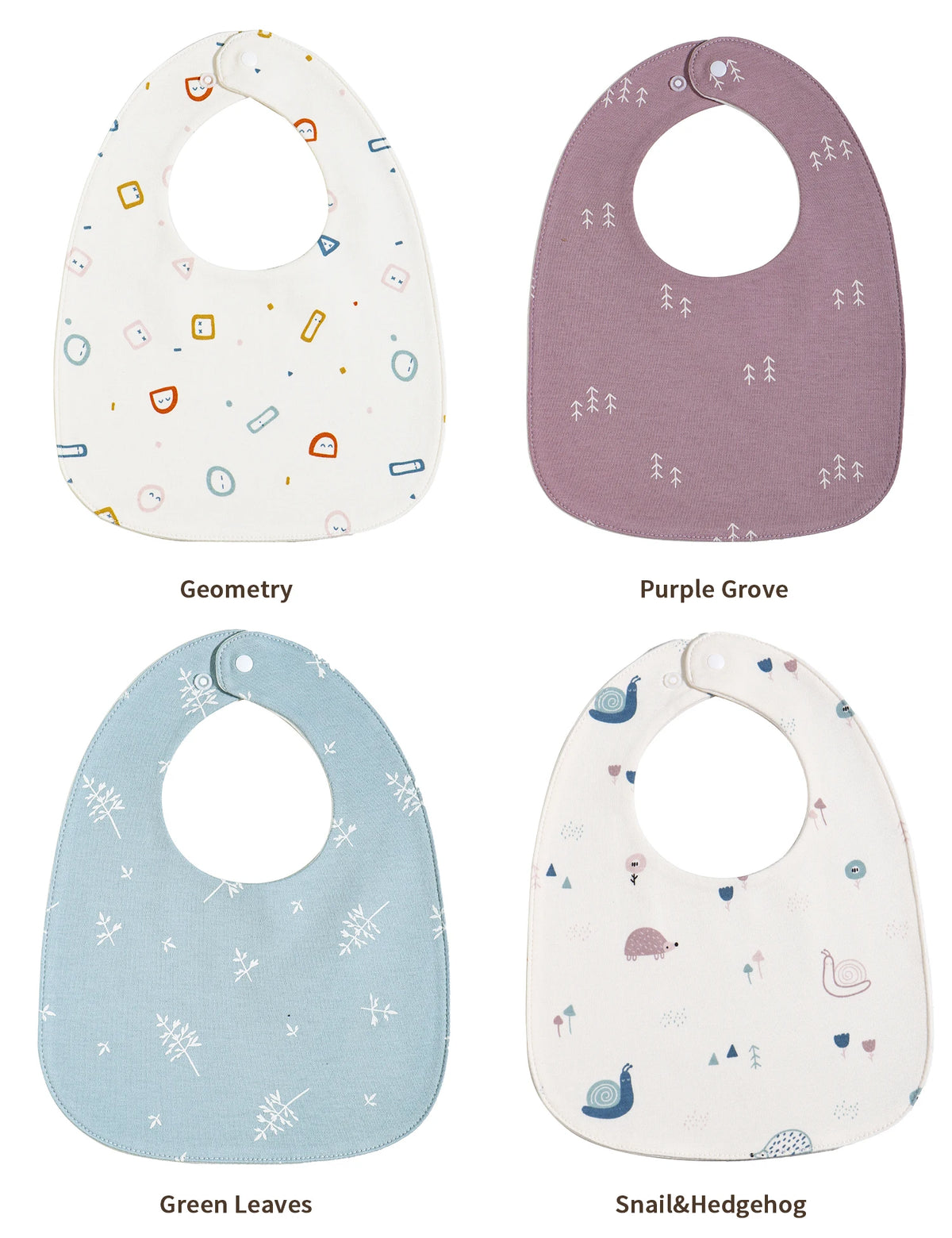 Soft Cotton Baby Bibs with Waterproof Backing (3-Layer, U-Shaped)