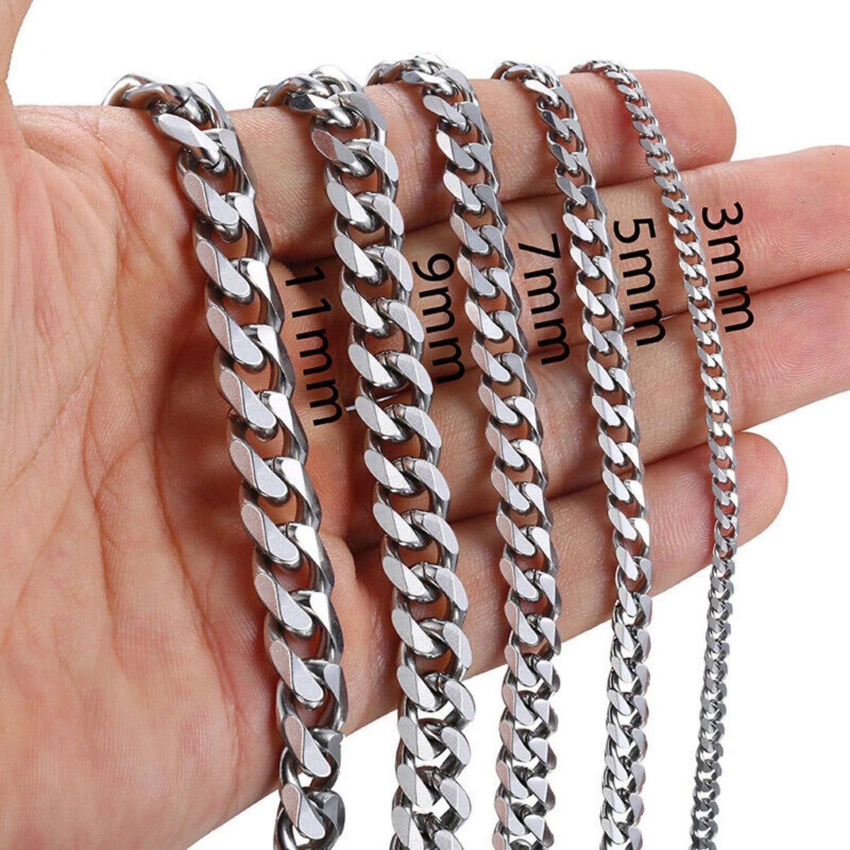Stainless Steel Cuban Link Necklace for Men and Women