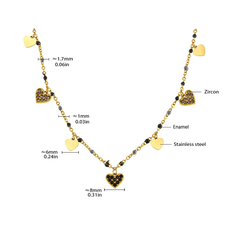 Heart Charm Stainless Steel Jewelry Set