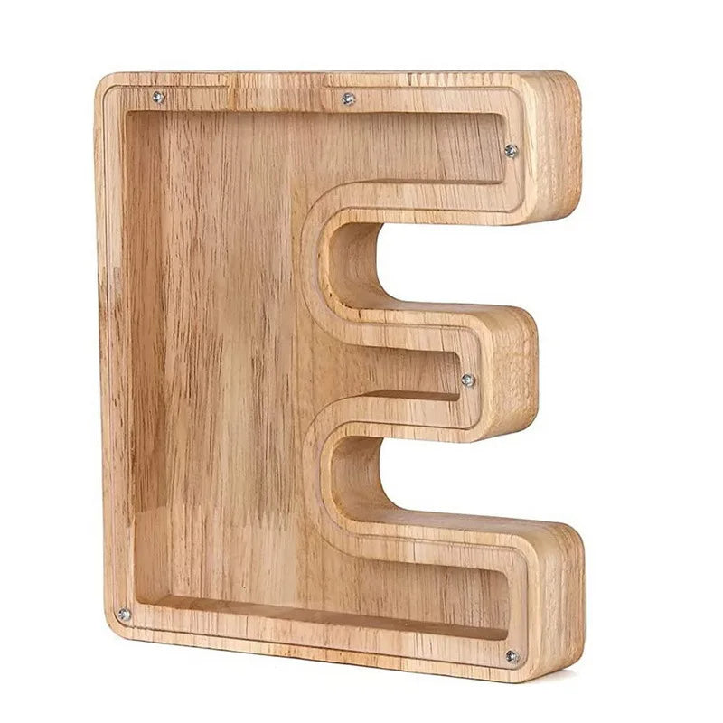 Wooden Alphabet Piggy Bank – Educational Coin Savings Box