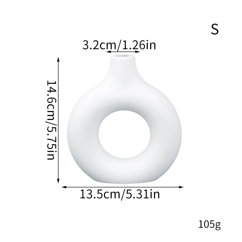 Donut-Shaped Decorative Plastic Vase for Home & Office