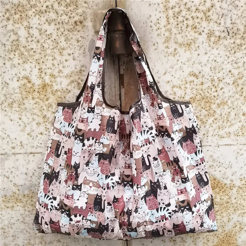 Foldable Eco-Friendly Shopping Bag with Cartoon Print