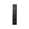 A vertical black leather zipper with a brass pull, measuring 27cm long for bags and sewing projects.